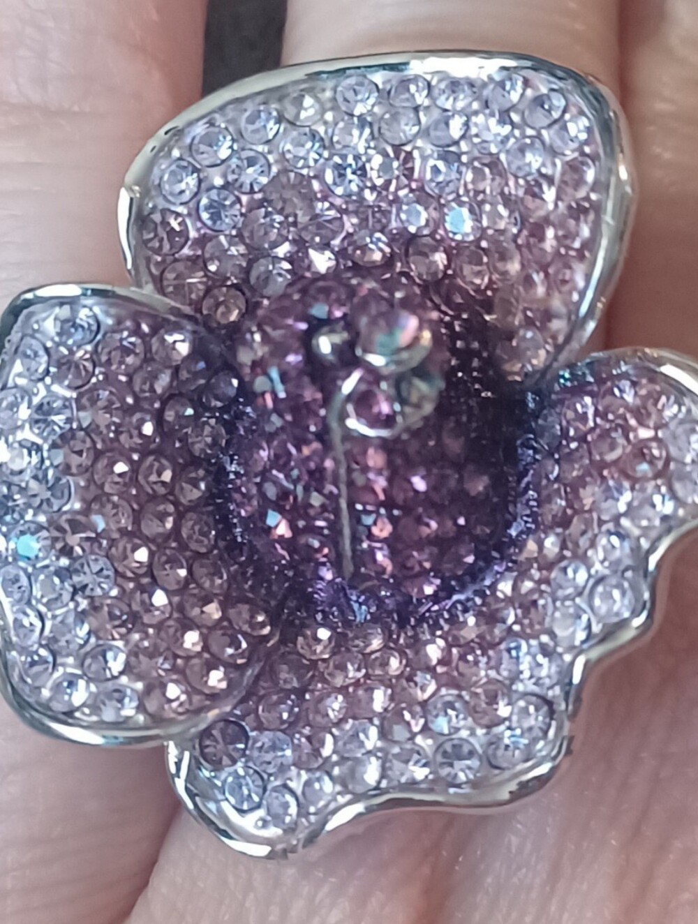 Large Purple Flower Crystal Ring Costume Jewelry